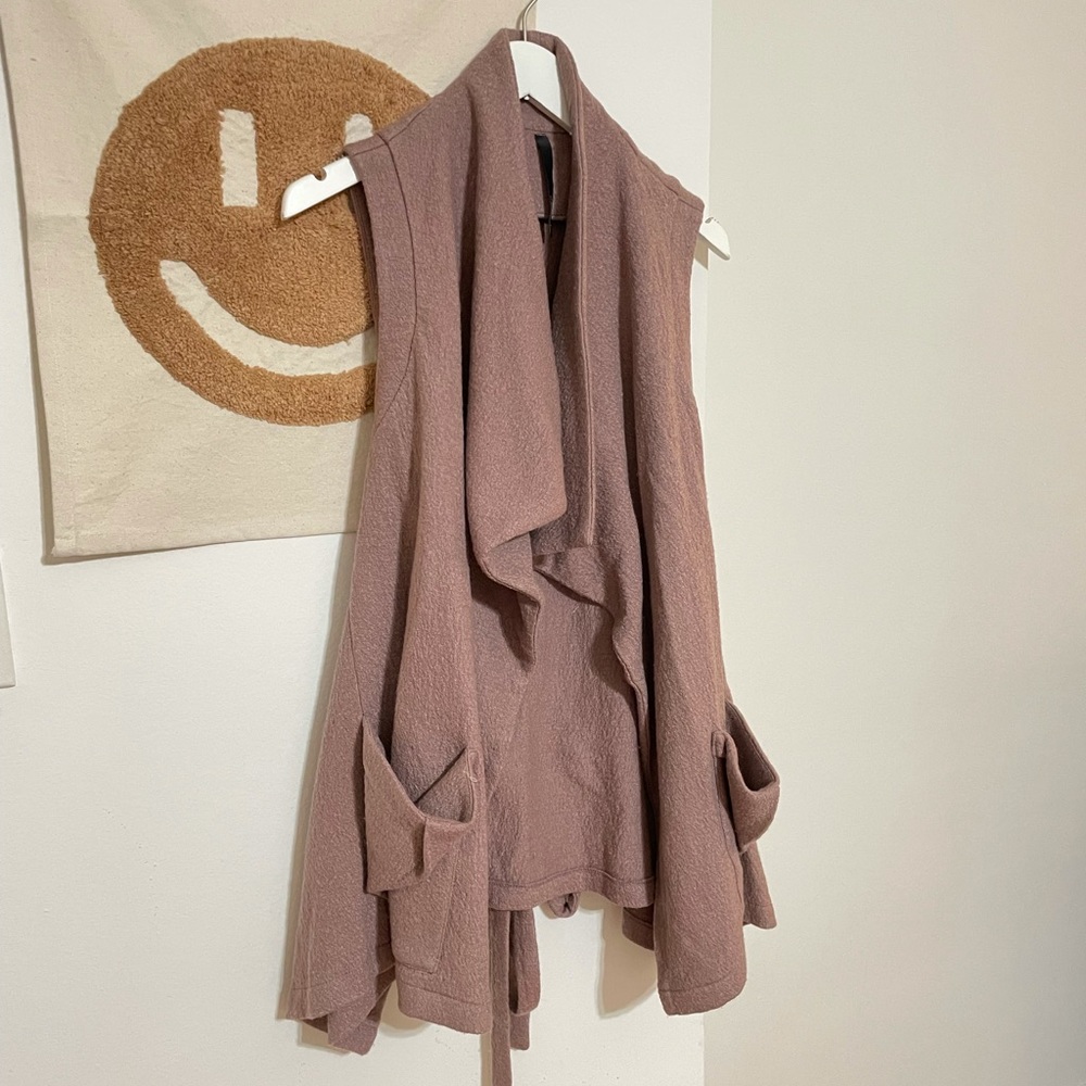 Tie Back Dusty Pink Long Vest / Size S
